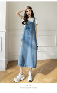 versatile denim suspender skirt