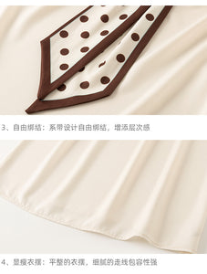 Spring and Autumn Slim Bow Lace Commuting Long Sleeve Shirt