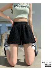 Load image into Gallery viewer, Sequined high-waist slimming loose a-line casual shorts

