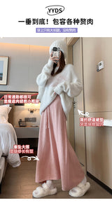 Drawstring tie slimming soft waxy knitted skirt