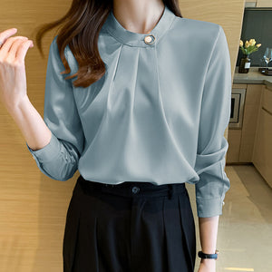 Professional shirt design niche long-sleeved satin commuter top