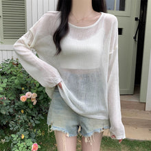 Load image into Gallery viewer, Thin simple casual solid color loose long-sleeved sweater
