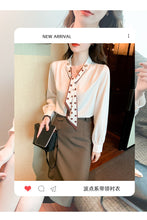 Load image into Gallery viewer, Spring and Autumn Slim Bow Lace Commuting Long Sleeve Shirt
