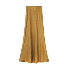 Load image into Gallery viewer, Satin dark pattern jacquard slimming and drapey A-line fishtail skirt
