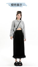 Load image into Gallery viewer, Velvet and furry autumn and winter style slit hip-hugging long skirt
