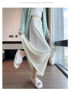 Drawstring tie slimming soft waxy knitted skirt