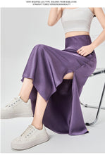 Load image into Gallery viewer, Satin dark pattern jacquard slimming and drapey A-line fishtail skirt
