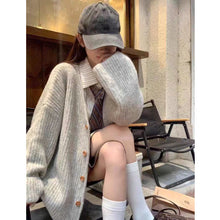 Load image into Gallery viewer, Autumn and winter lazy style retro v-neck sweater jacket
