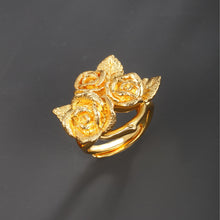 Load image into Gallery viewer, 24K Gold Plated Frosted Rose Open Ring
