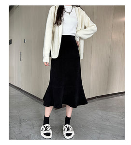 High-waisted fishtail skirt for petite slimming pear-shaped body