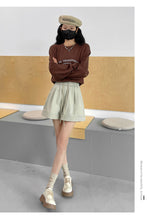 Load image into Gallery viewer, Washed leather A-line strap casual wide-leg shorts
