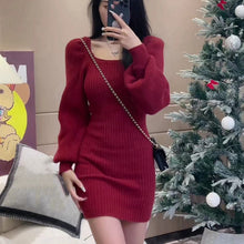 Load image into Gallery viewer, High-end pure lust-style knitted dress for a high-end wealthy daughter
