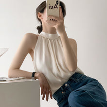 Load image into Gallery viewer, High Quality French Chiffon Shirt Halter Neck Off Shoulder Top
