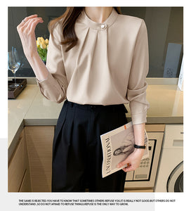 Professional shirt design niche long-sleeved satin commuter top