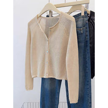 Load image into Gallery viewer, Hollow knitted micro-transparent simple ice silk sun protection jacket
