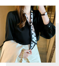 Load image into Gallery viewer, Spring and Autumn Slim Bow Lace Commuting Long Sleeve Shirt
