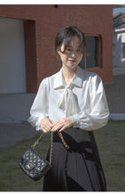 Load image into Gallery viewer, Lantern sleeve temperament autumn and winter bow shirt
