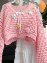 Load image into Gallery viewer, Gentle wind slimming off-shoulder ice silk v-neck sweater jacket
