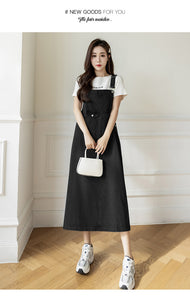 versatile denim suspender skirt