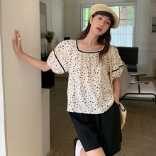 Load image into Gallery viewer, All-match embroidered lapel short-sleeved loose shirt

