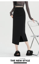 Load image into Gallery viewer, Autumn and winter niche irregular slit high-waisted hip-covering A-line skirt
