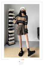 Load image into Gallery viewer, Washed leather A-line strap casual wide-leg shorts
