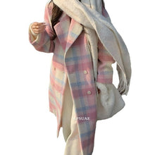 Load image into Gallery viewer, Gentle girly plaid high-end long coat

