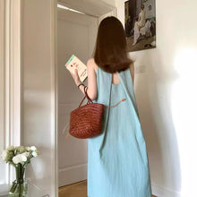 Load image into Gallery viewer, Loose suspender beach long skirt for seaside vacation travel

