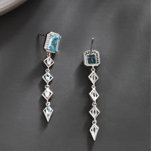 Load image into Gallery viewer, New Long Aquamarine Square Earrings
