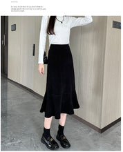 Load image into Gallery viewer, High-waisted fishtail skirt for petite slimming pear-shaped body
