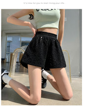 Load image into Gallery viewer, Sequined high-waist slimming loose a-line casual shorts
