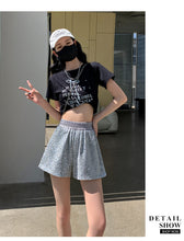Load image into Gallery viewer, Sequined high-waist slimming loose a-line casual shorts
