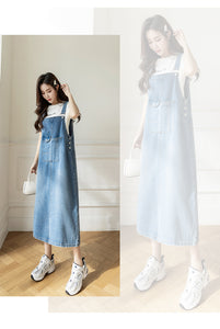 versatile denim suspender skirt