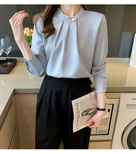 Professional shirt design niche long-sleeved satin commuter top