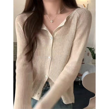 Load image into Gallery viewer, Hollow knitted micro-transparent simple ice silk sun protection jacket
