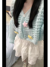 Load image into Gallery viewer, Gentle wind slimming off-shoulder ice silk v-neck sweater jacket
