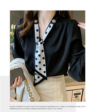Load image into Gallery viewer, Spring and Autumn Slim Bow Lace Commuting Long Sleeve Shirt

