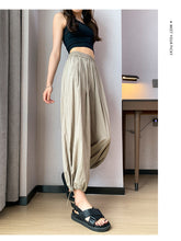 Load image into Gallery viewer, Thin loose wide-leg cool nine-point drawstring casual lantern pants
