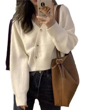Load image into Gallery viewer, V-neck design, loose, lazy and chic niche short knitted top
