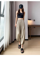 Load image into Gallery viewer, Thin loose wide-leg cool nine-point drawstring casual lantern pants

