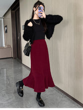 Load image into Gallery viewer, High-waisted fishtail skirt for petite slimming pear-shaped body
