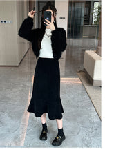 Load image into Gallery viewer, High-waisted fishtail skirt for petite slimming pear-shaped body
