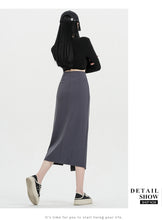 Load image into Gallery viewer, Autumn and winter niche irregular slit high-waisted hip-covering A-line skirt
