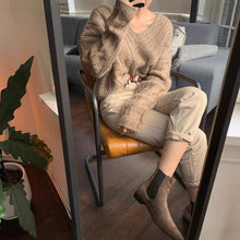 Load image into Gallery viewer, Cable Knit V-Neck Fashionable All-match Pullover Sweater
