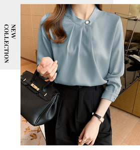 Professional shirt design niche long-sleeved satin commuter top