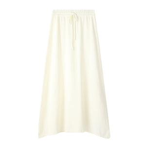 Drawstring tie slimming soft waxy knitted skirt