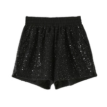 Load image into Gallery viewer, Sequined high-waist slimming loose a-line casual shorts
