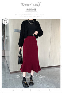 High-waisted fishtail skirt for petite slimming pear-shaped body
