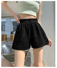 Load image into Gallery viewer, Sequined high-waist slimming loose a-line casual shorts
