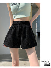 Load image into Gallery viewer, Sequined high-waist slimming loose a-line casual shorts
